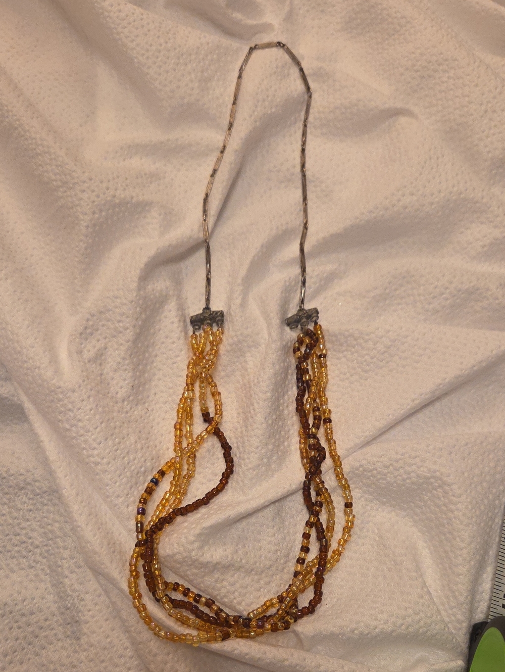 Multi-Strand Beaded Necklace in Amber and Brown - Unbranded